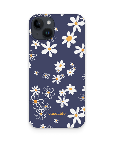 Navy Daisies Hard Shell Phone Case for Apple iPhone 14 Plus