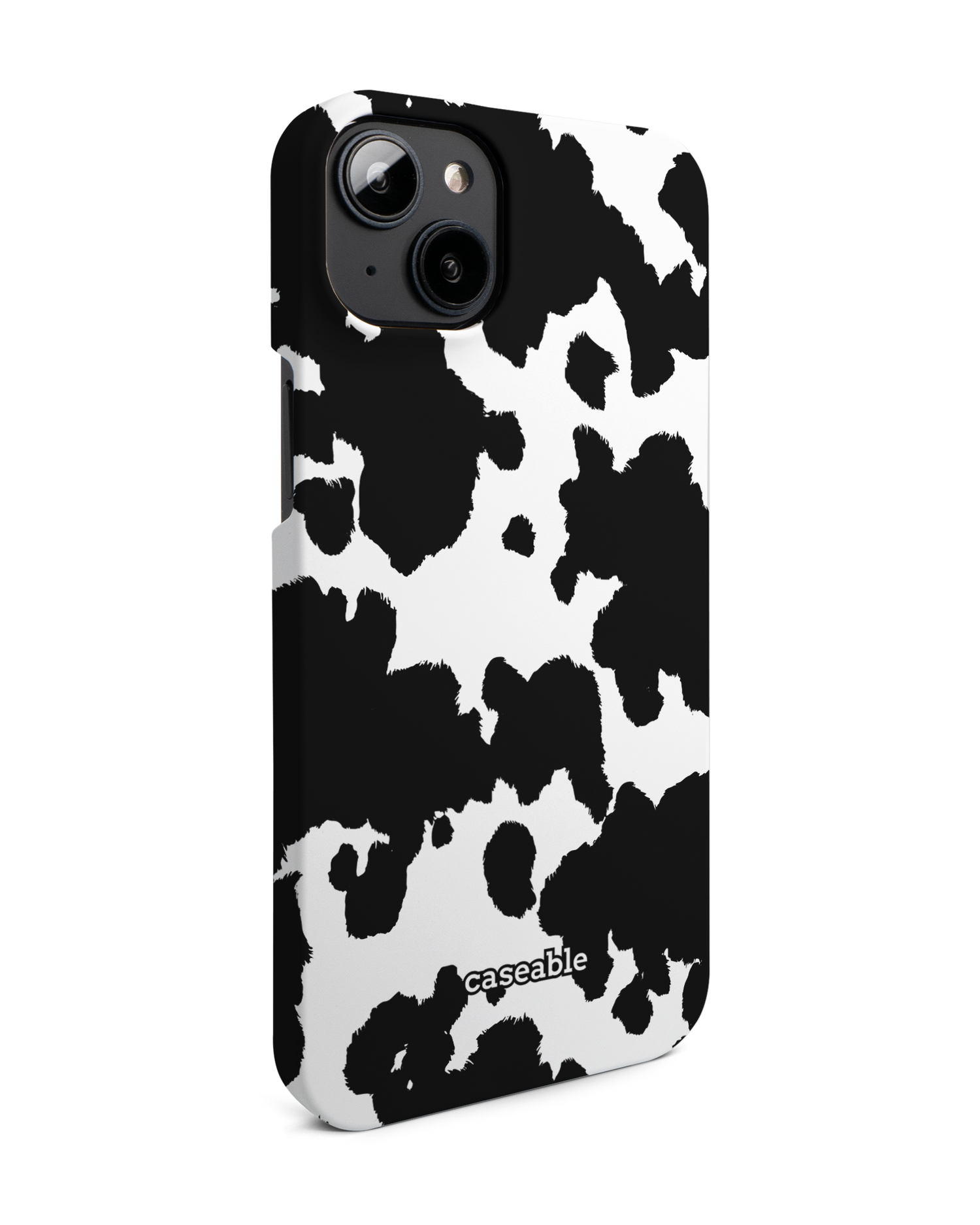 Cow Print Hard Shell Phone Case for Apple iPhone 14 Plus: View from the left side