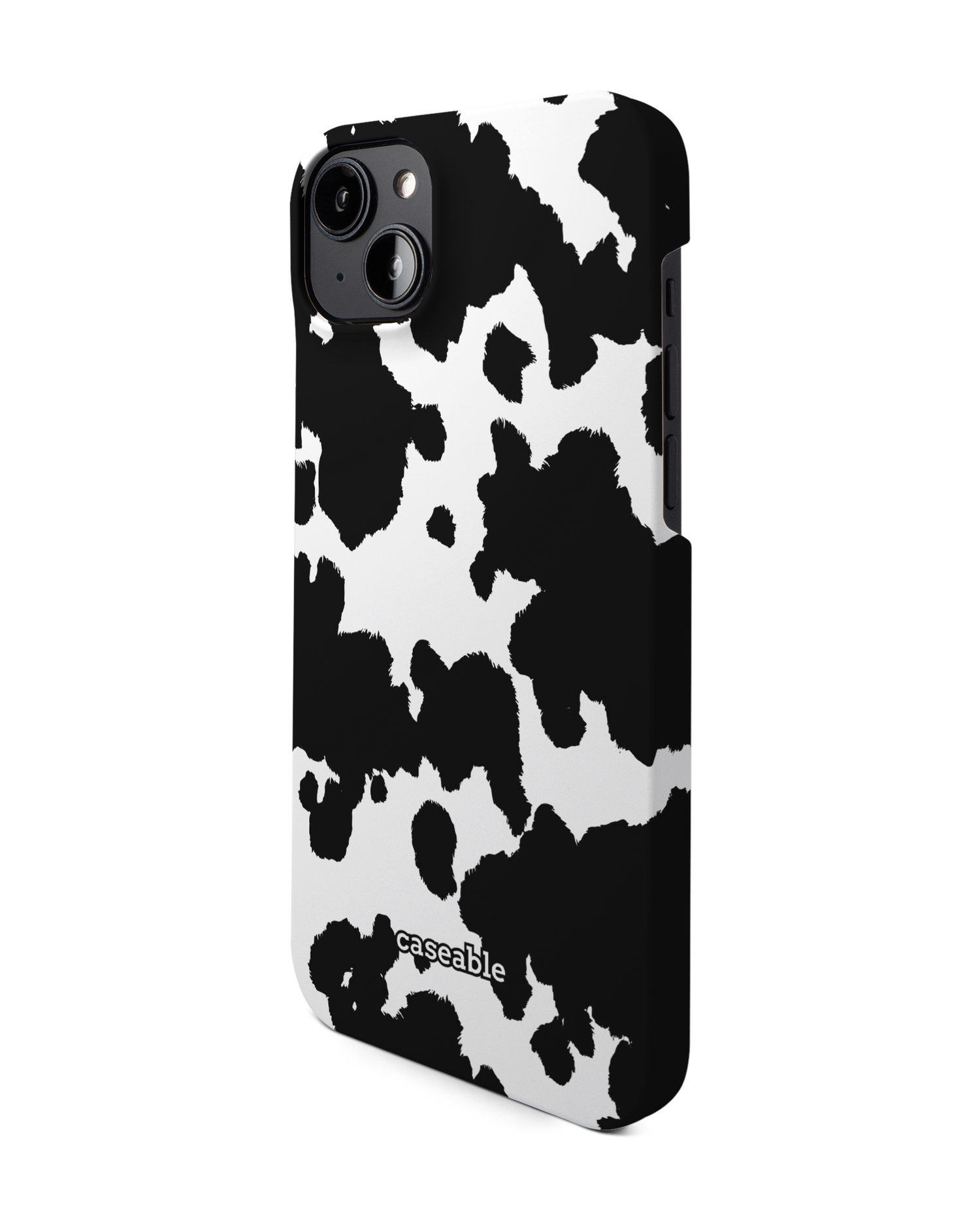 Cow Print Hard Shell Phone Case for Apple iPhone 14 Plus: View from the right side