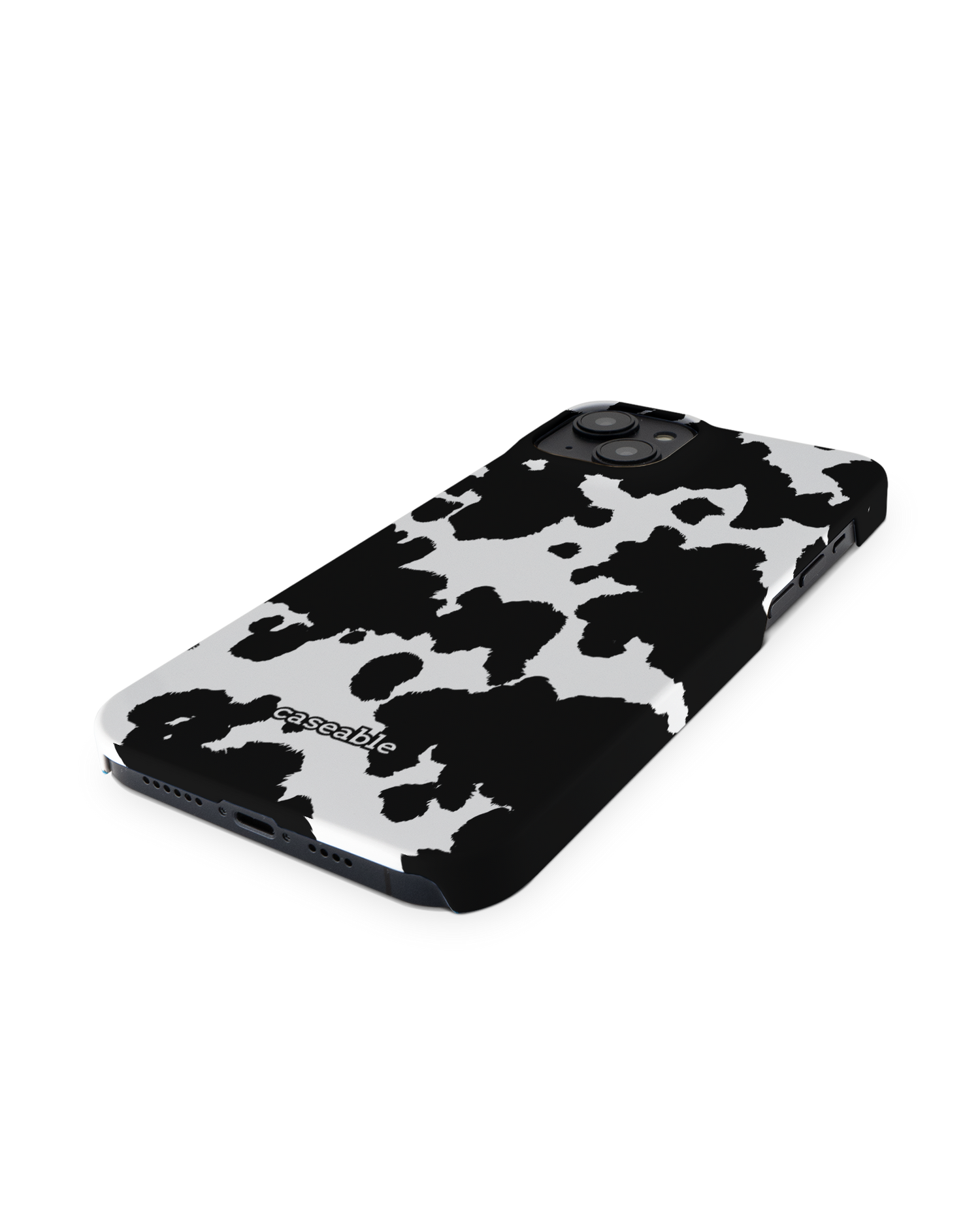 Cow Print Hard Shell Phone Case for Apple iPhone 14 Plus: Perspective view
