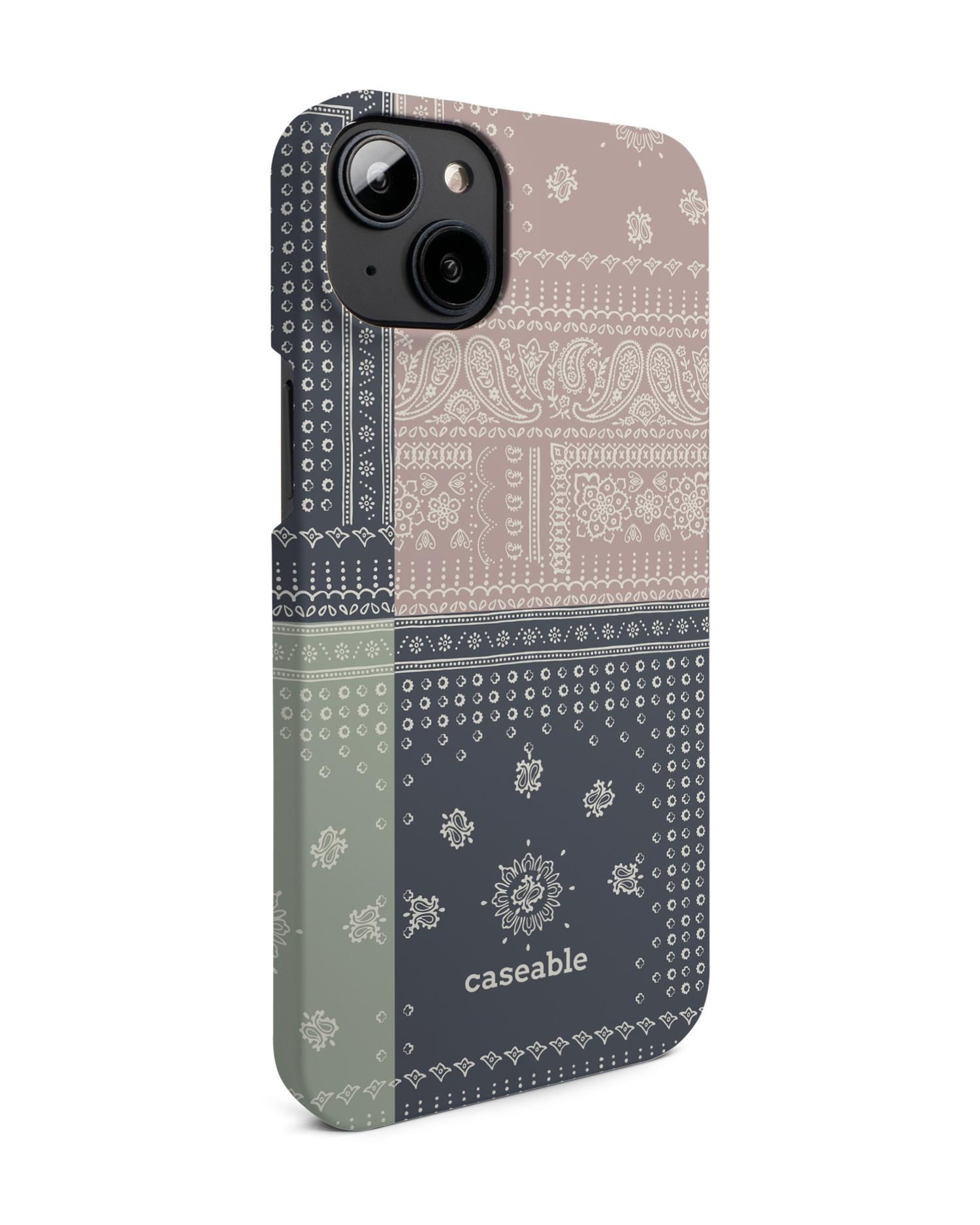 Bandana Patchwork Hard Shell Phone Case for Apple iPhone 14 Plus: View from the left side