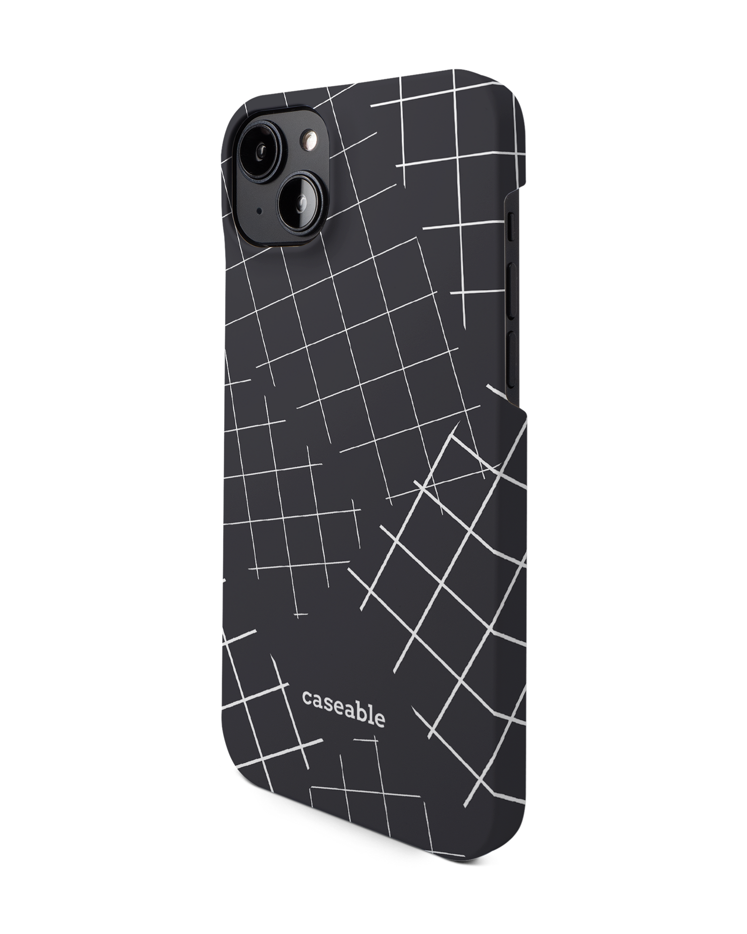 Grids Hard Shell Phone Case for Apple iPhone 14 Plus: View from the right side