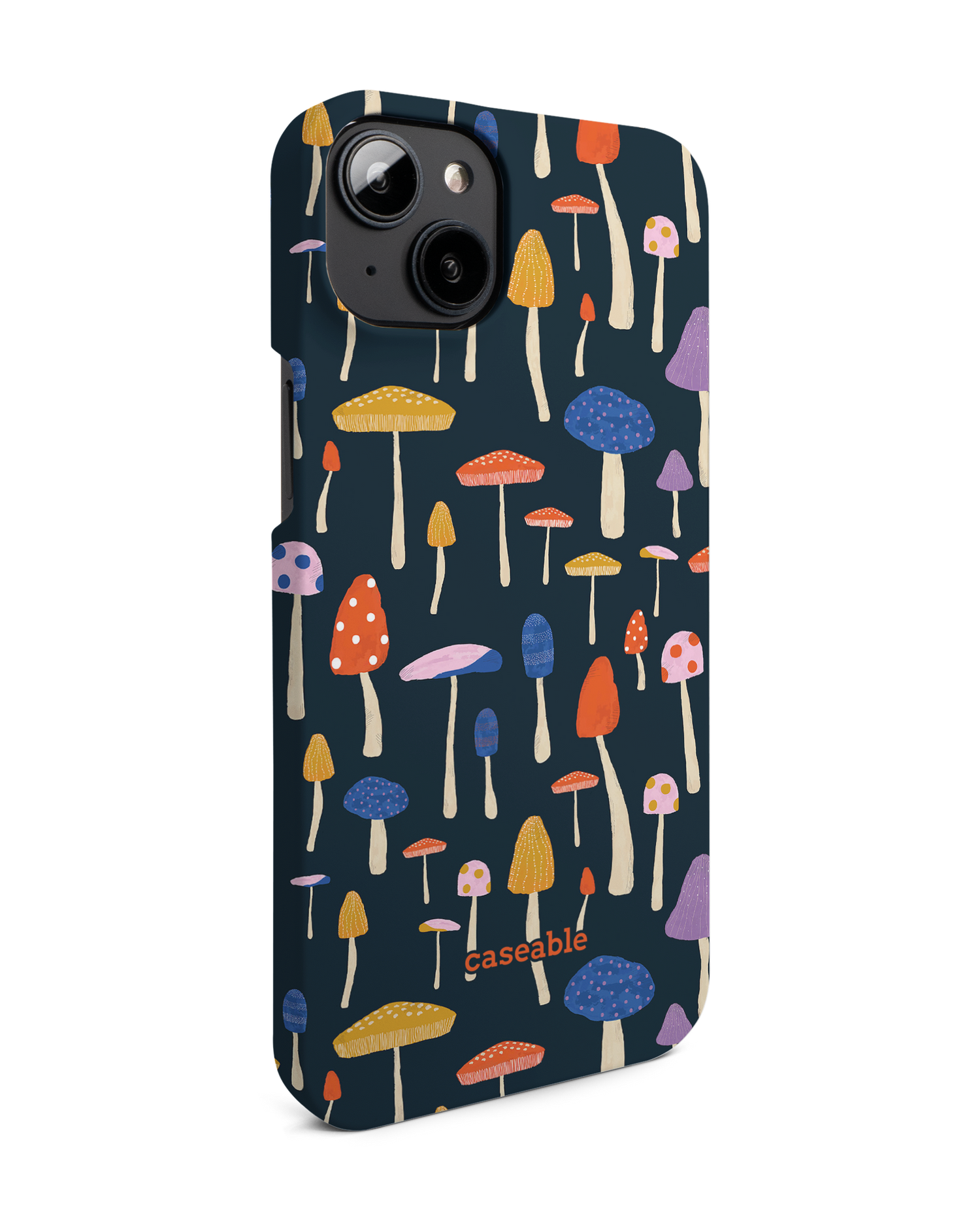 Mushroom Delights Hard Shell Phone Case for Apple iPhone 14 Plus: View from the left side