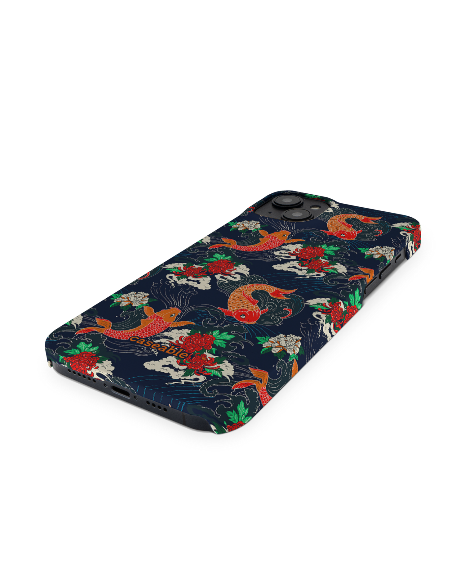 Repeating Koi Hard Shell Phone Case for Apple iPhone 14 Plus: Perspective view