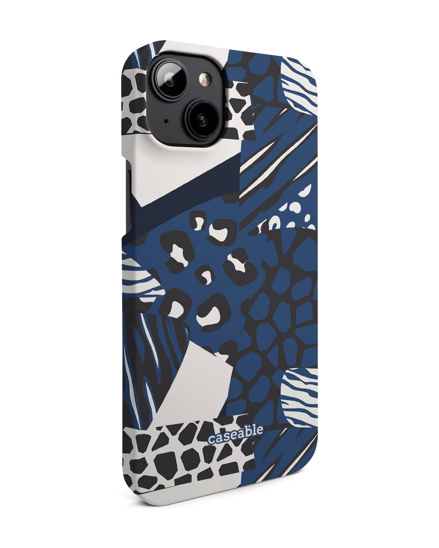 Animal Print Patchwork Hard Shell Phone Case for Apple iPhone 14 Plus: View from the left side