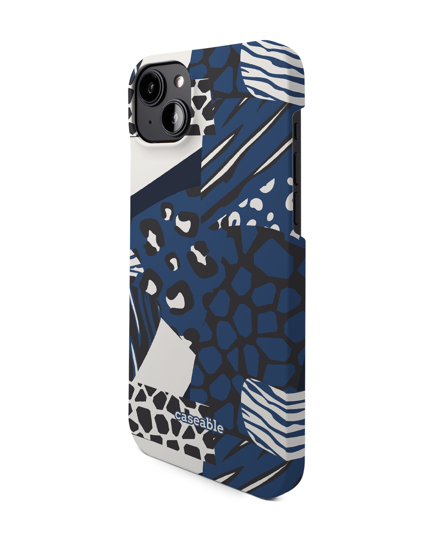 Animal Print Patchwork Hard Shell Phone Case for Apple iPhone 14 Plus: View from the right side