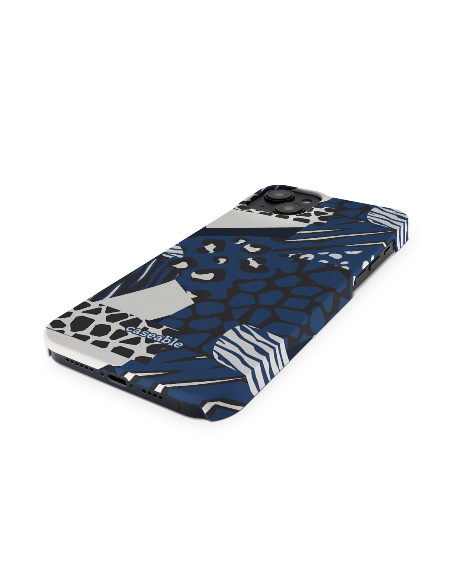 Animal Print Patchwork Hard Shell Phone Case for Apple iPhone 14 Plus: Perspective view