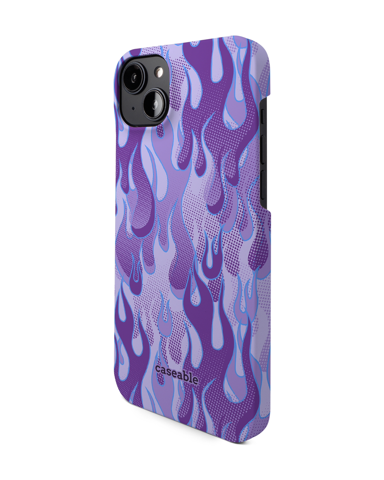 Purple Flames Hard Shell Phone Case for Apple iPhone 14 Plus: View from the right side