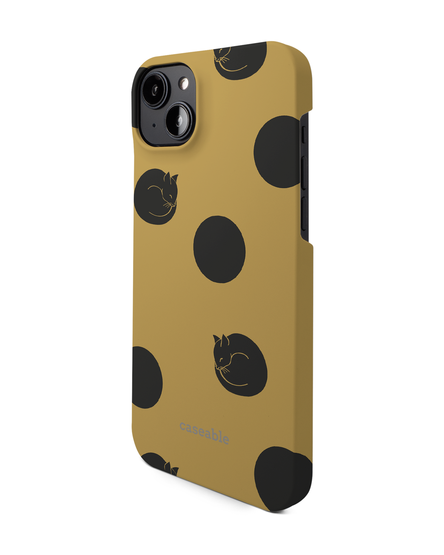 Polka Cats Hard Shell Phone Case for Apple iPhone 14 Plus: View from the right side