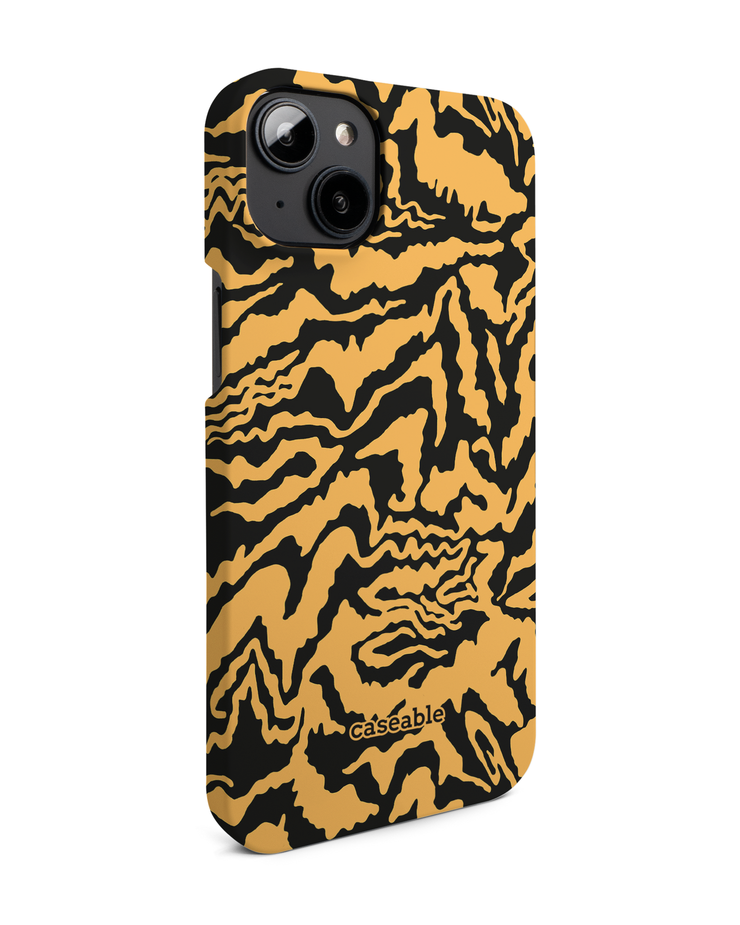 Warped Tiger Stripes Hard Shell Phone Case for Apple iPhone 14 Plus: View from the left side