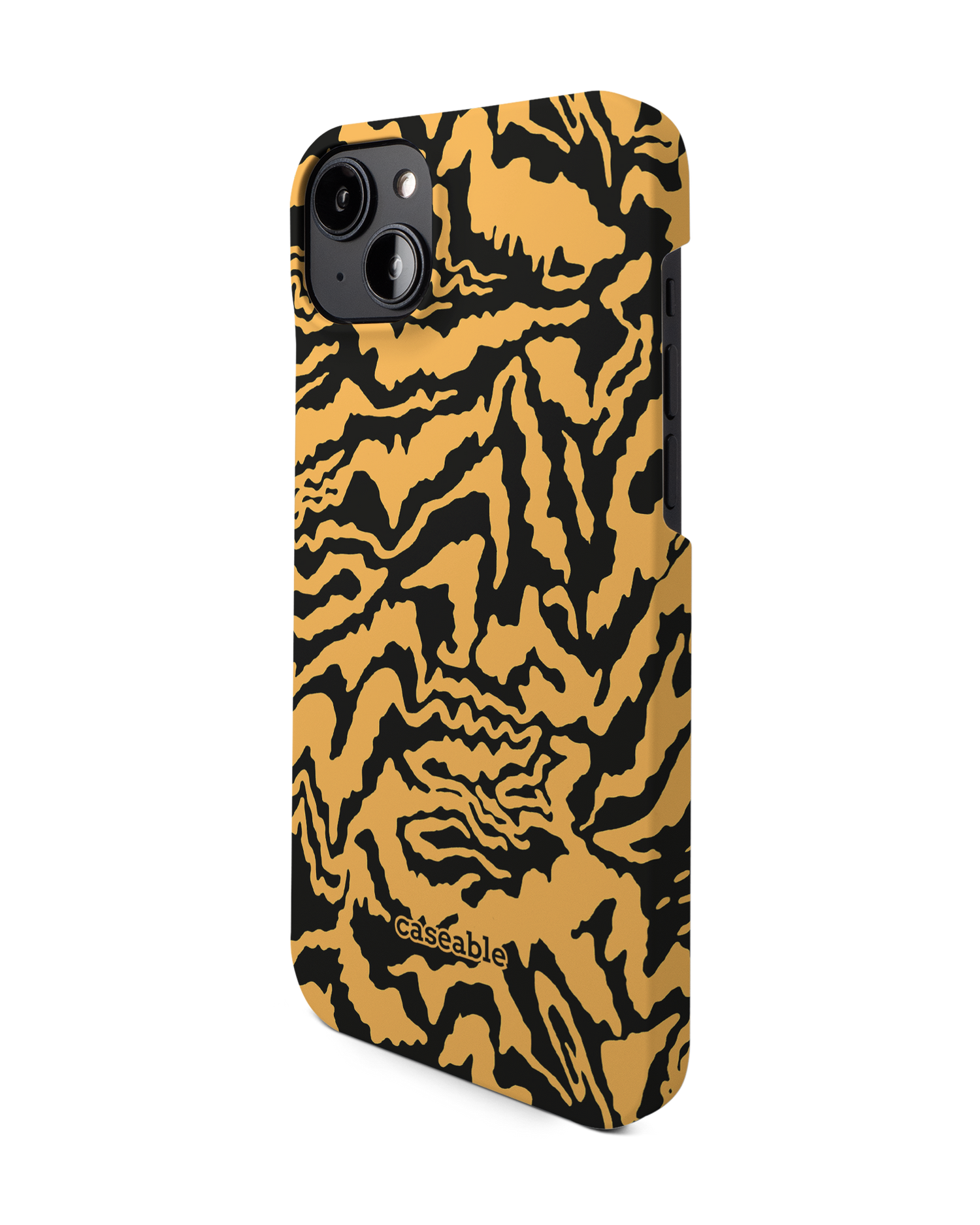 Warped Tiger Stripes Hard Shell Phone Case for Apple iPhone 14 Plus: View from the right side