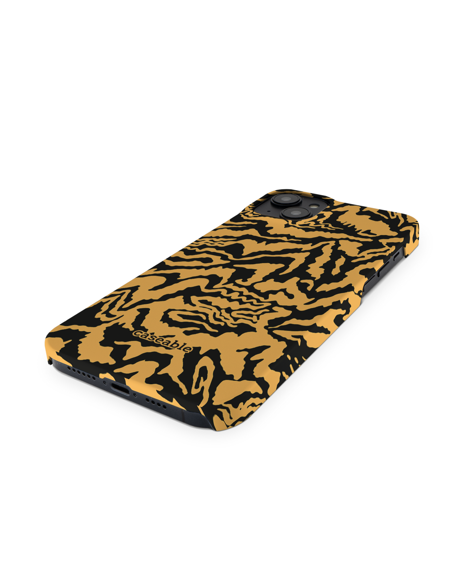 Warped Tiger Stripes Hard Shell Phone Case for Apple iPhone 14 Plus: Perspective view