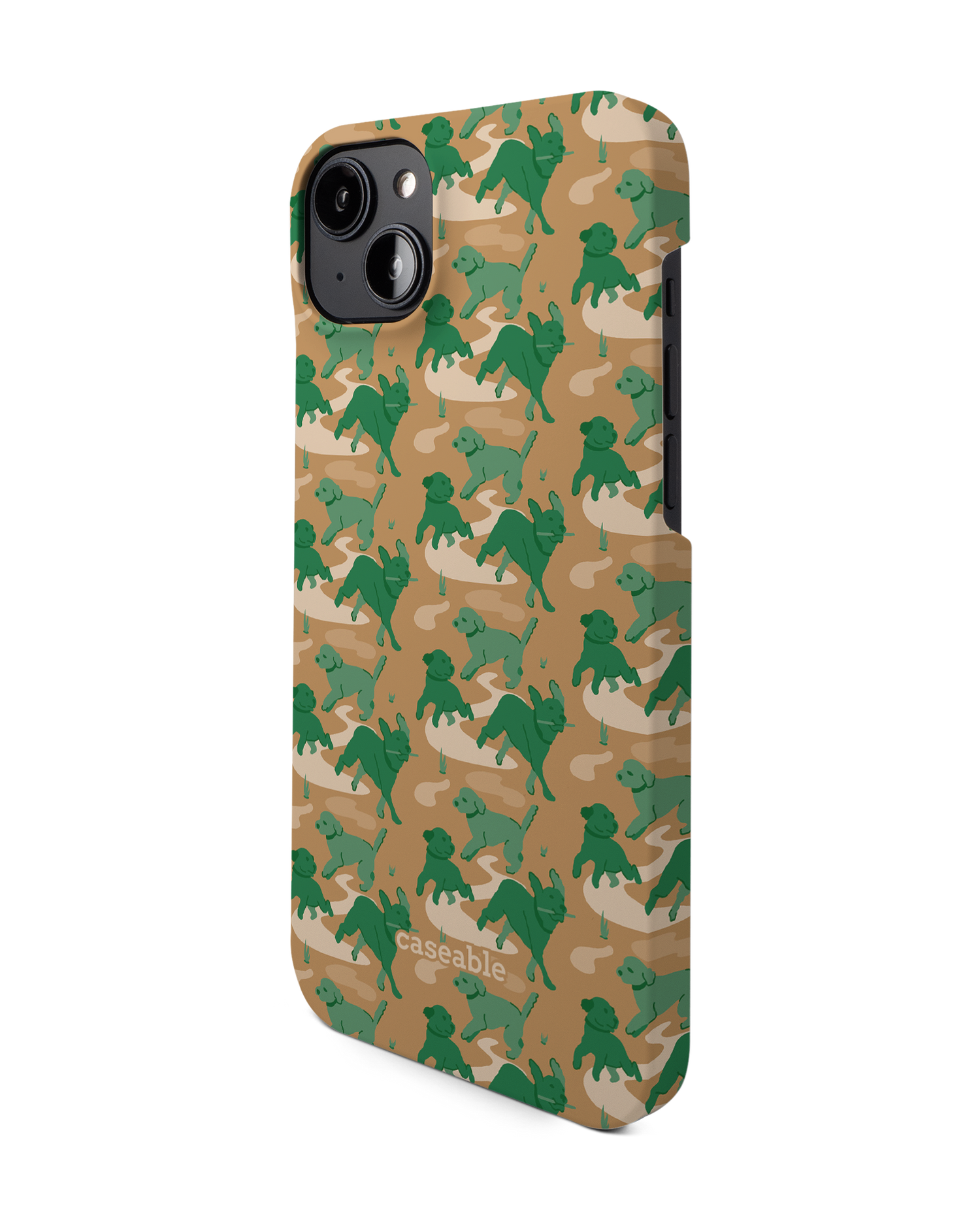 Dog Camo Hard Shell Phone Case for Apple iPhone 14 Plus: View from the right side