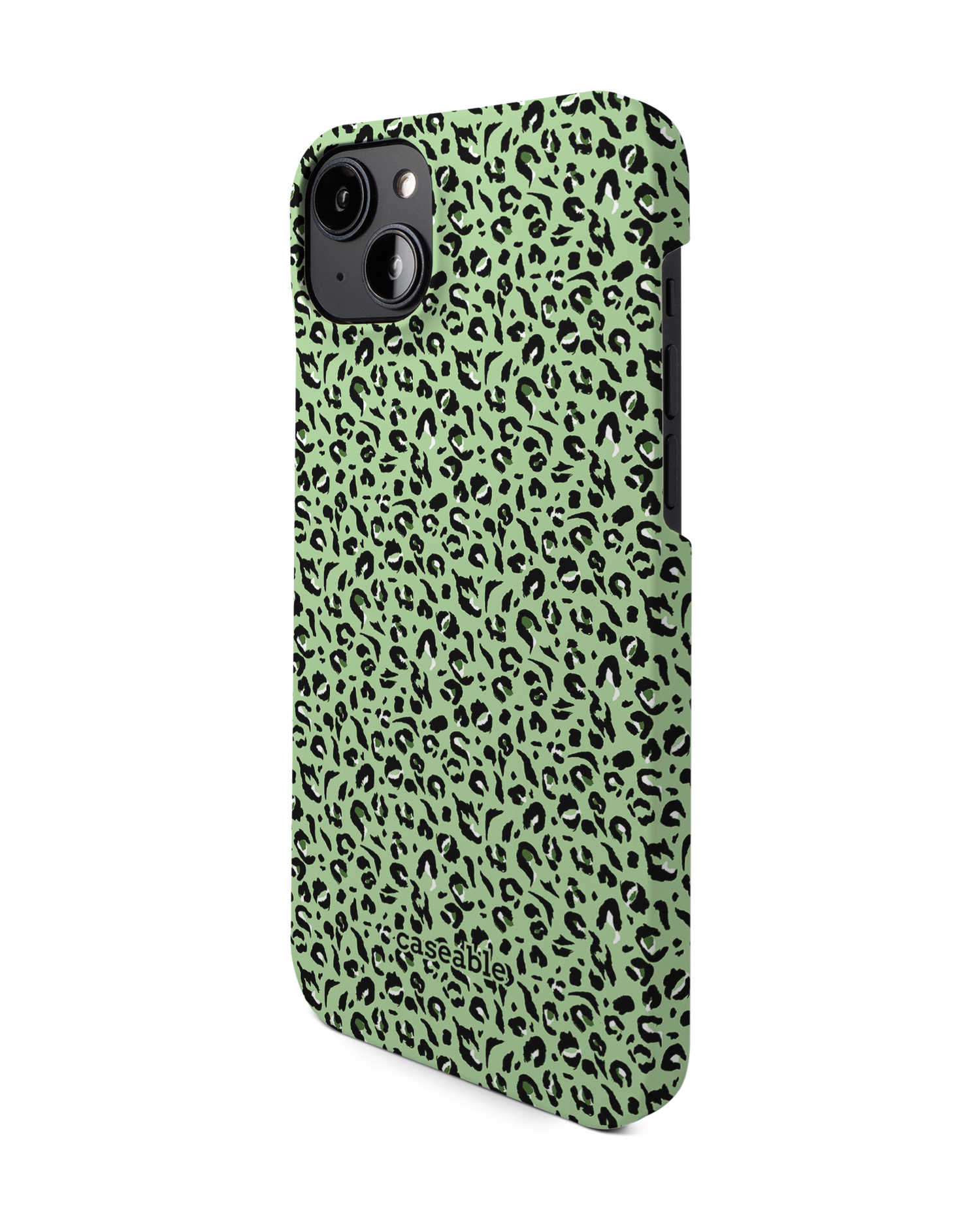 Mint Leopard Hard Shell Phone Case for Apple iPhone 14 Plus: View from the right side