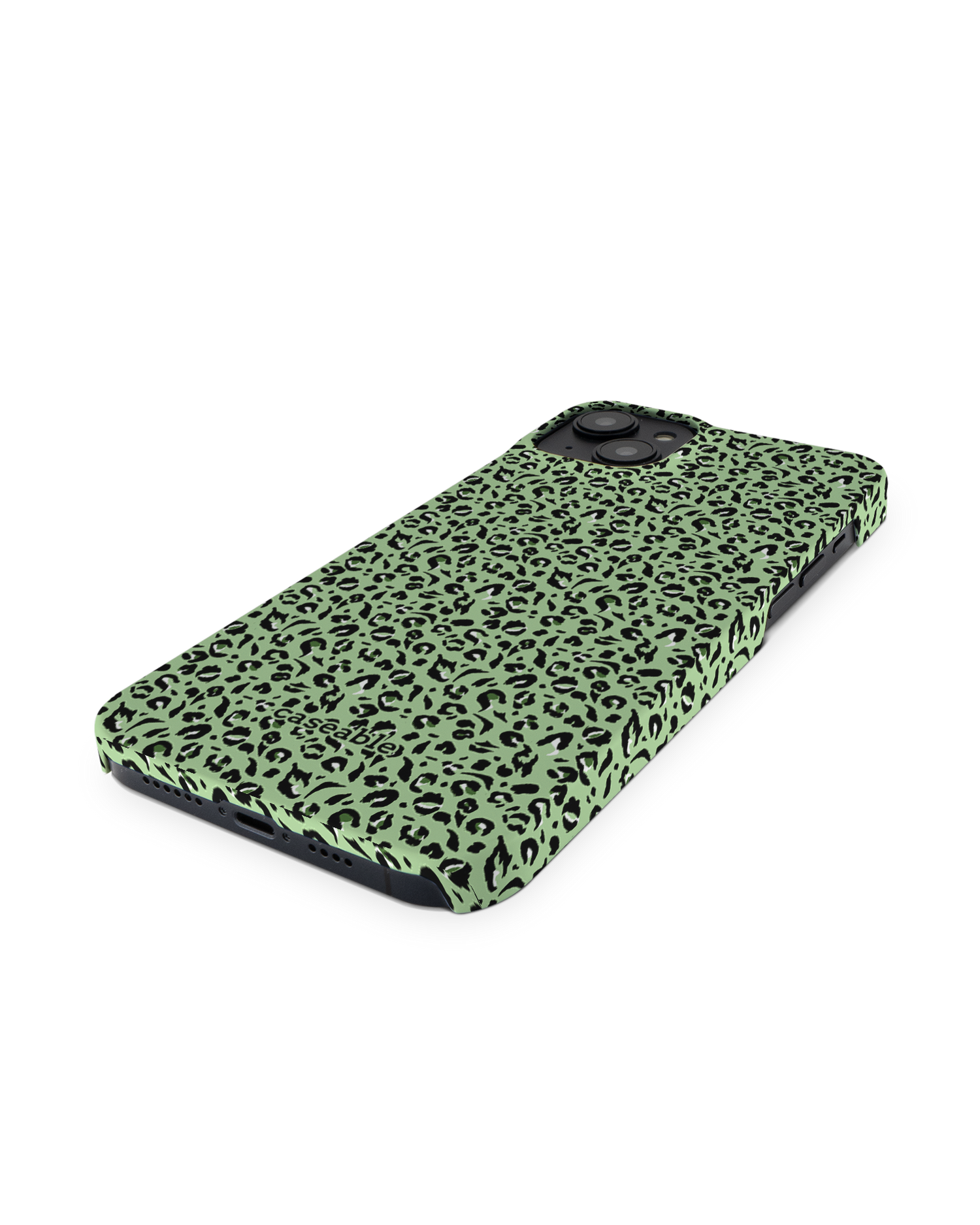 Mint Leopard Hard Shell Phone Case for Apple iPhone 14 Plus: Perspective view