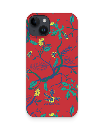 Ultra Red Floral Hard Shell Phone Case for Apple iPhone 15 Plus