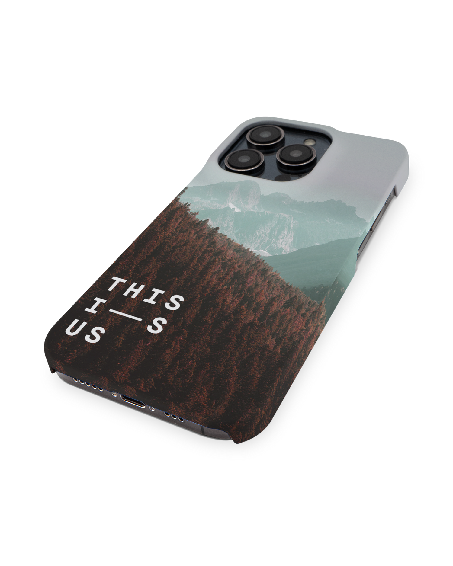 Into the Woods Hard Shell Phone Case for Apple iPhone 14 Pro: Perspective view