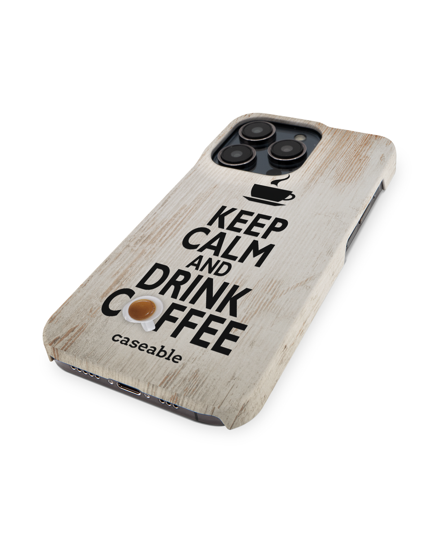 Drink Coffee Hard Shell Phone Case for Apple iPhone 14 Pro: Perspective view