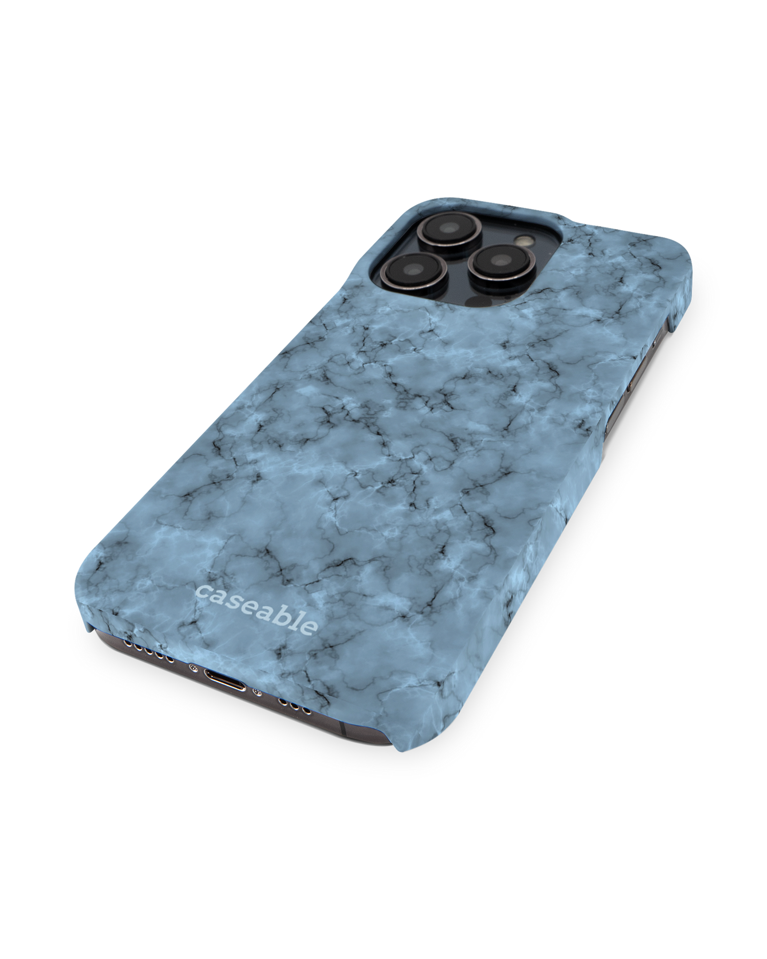 Blue Marble Hard Shell Phone Case for Apple iPhone 14 Pro: Perspective view