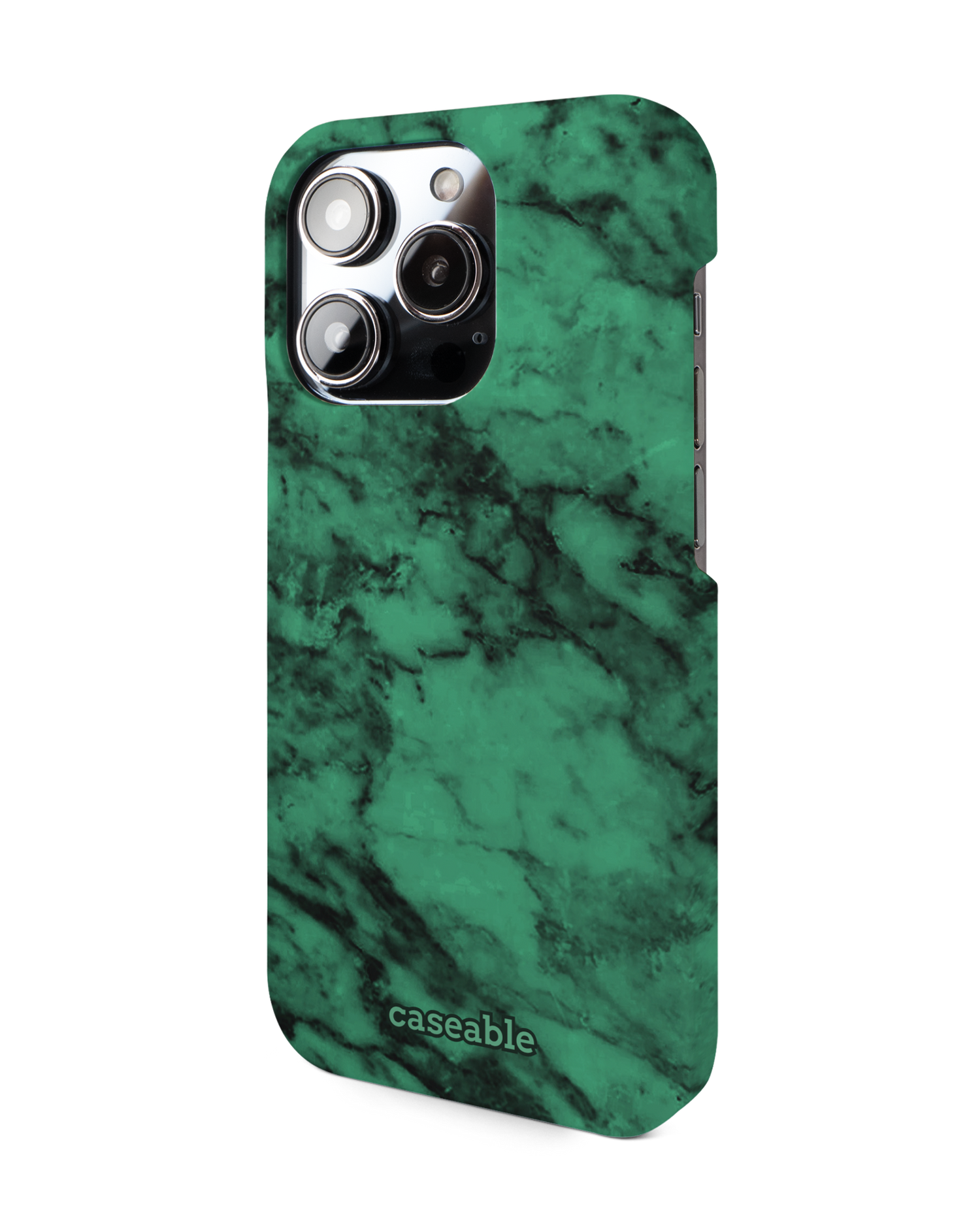 Green Marble Hard Shell Phone Case for Apple iPhone 14 Pro: View from the right side