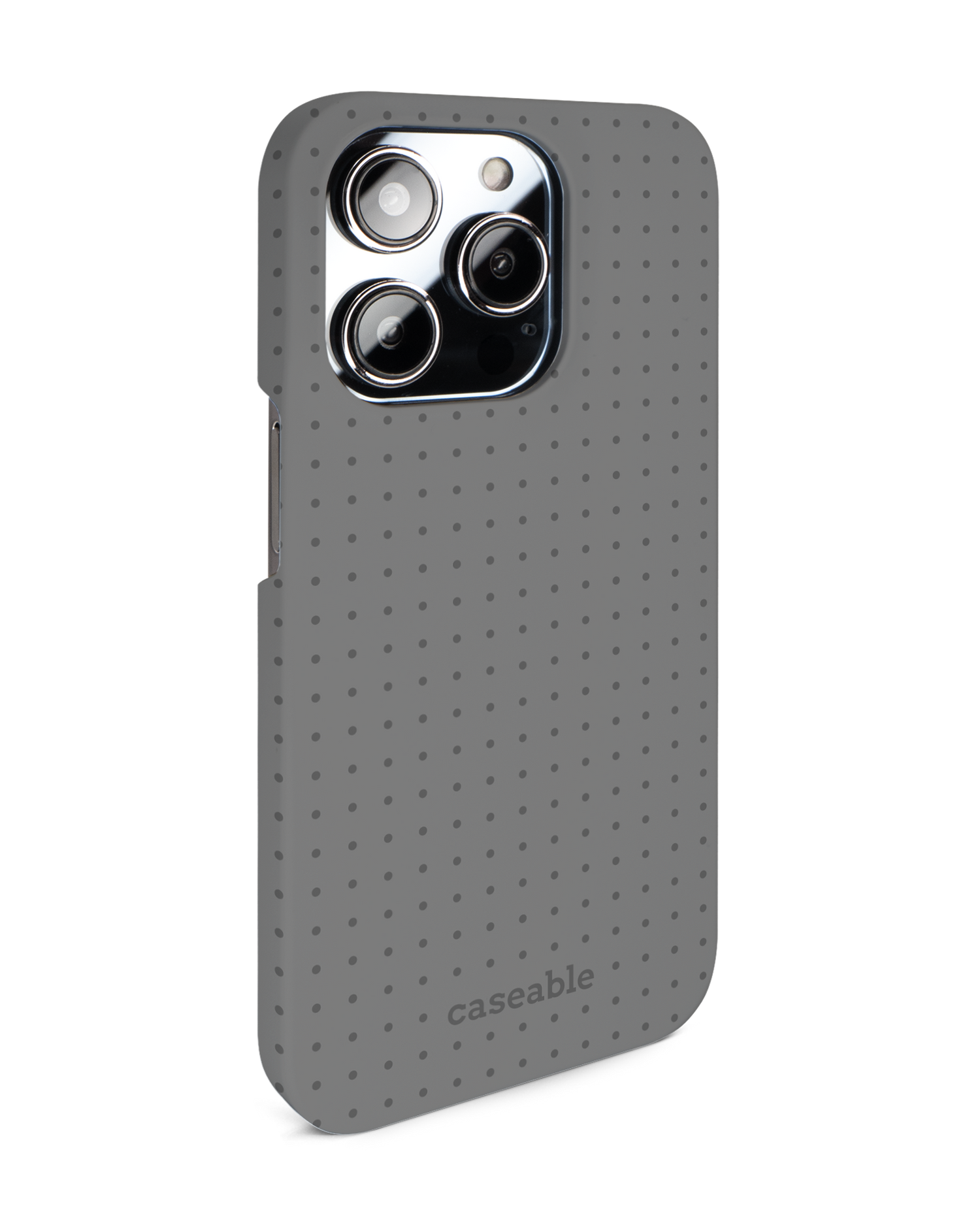 Dot Grid Grey Hard Shell Phone Case for Apple iPhone 14 Pro: View from the left side