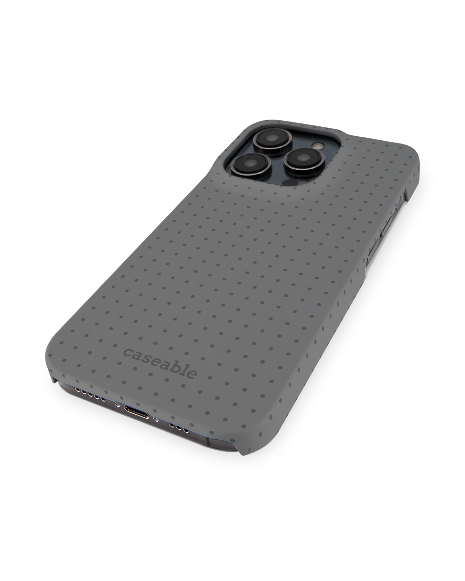 Dot Grid Grey Hard Shell Phone Case for Apple iPhone 14 Pro: Perspective view