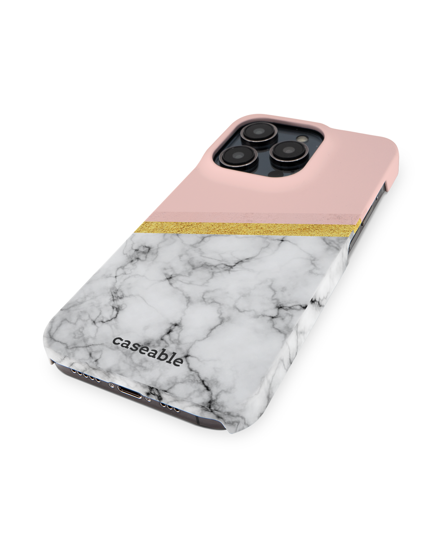 Marble Slice Hard Shell Phone Case for Apple iPhone 14 Pro: Perspective view