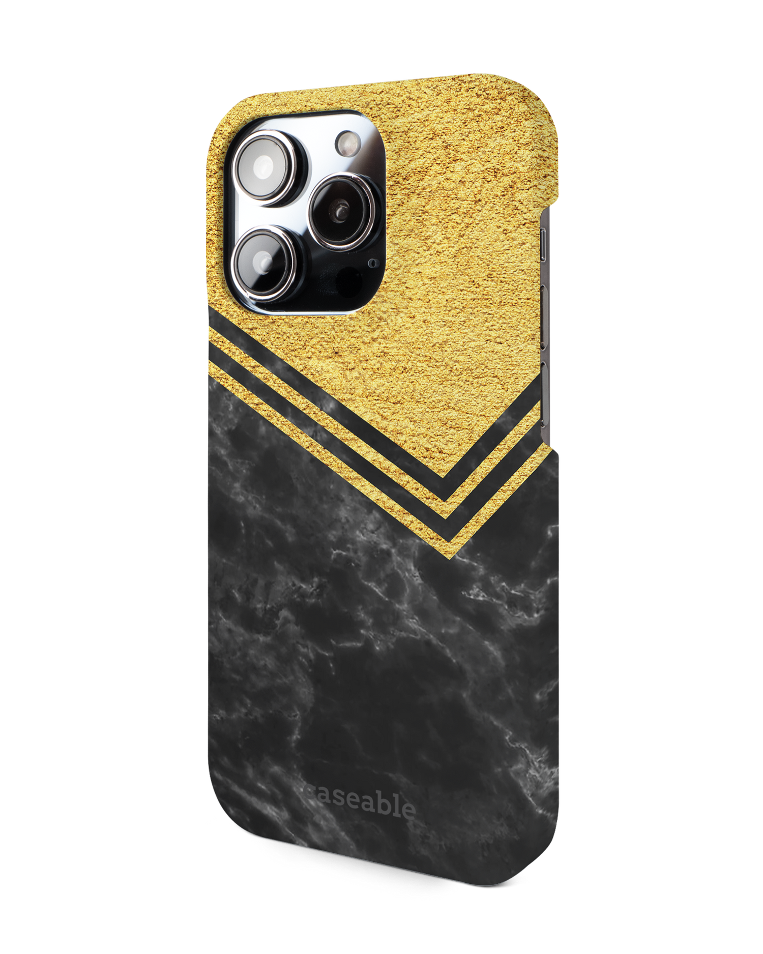 Gold Marble Hard Shell Phone Case for Apple iPhone 14 Pro: View from the right side