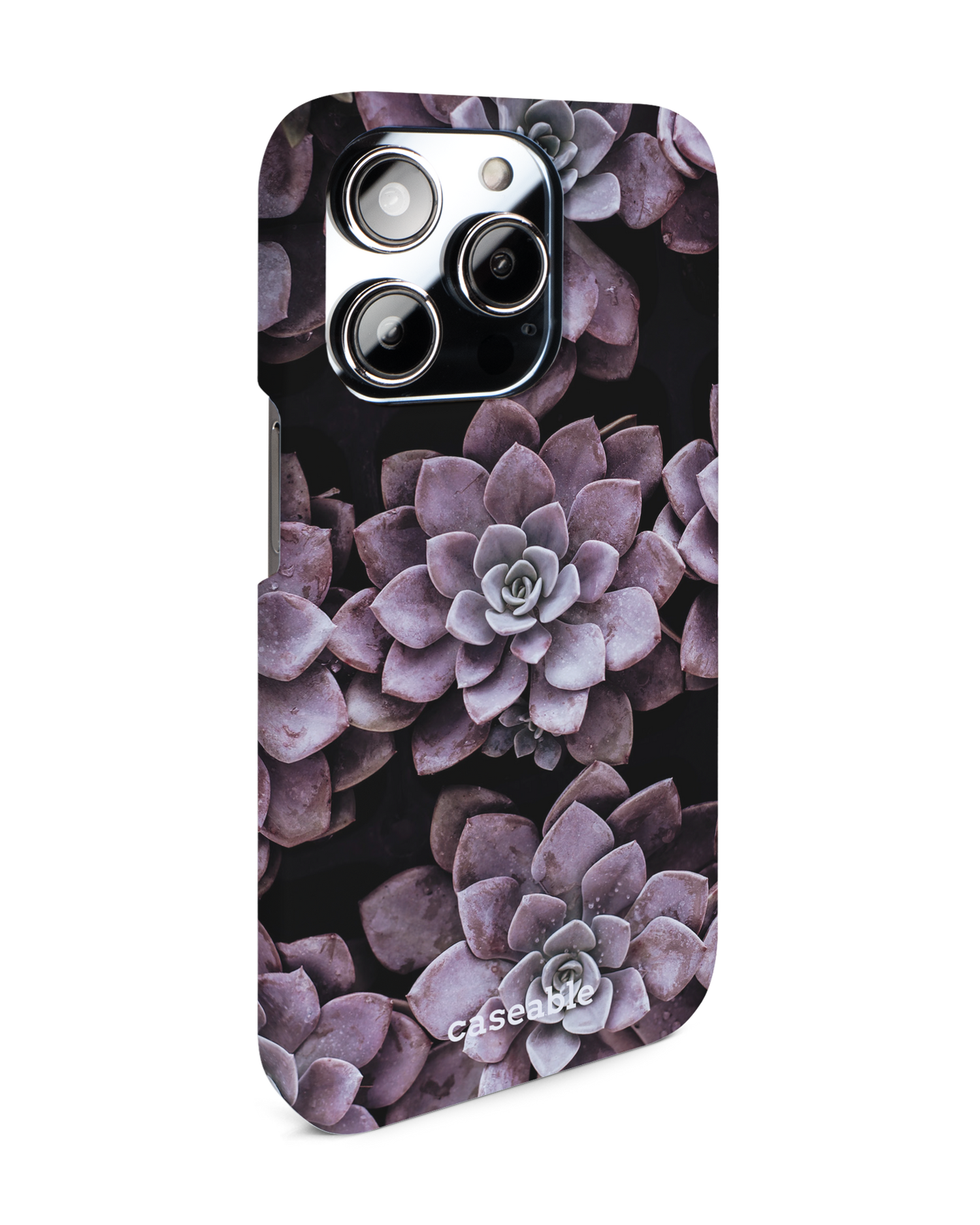 Purple Succulents Hard Shell Phone Case for Apple iPhone 14 Pro: View from the left side