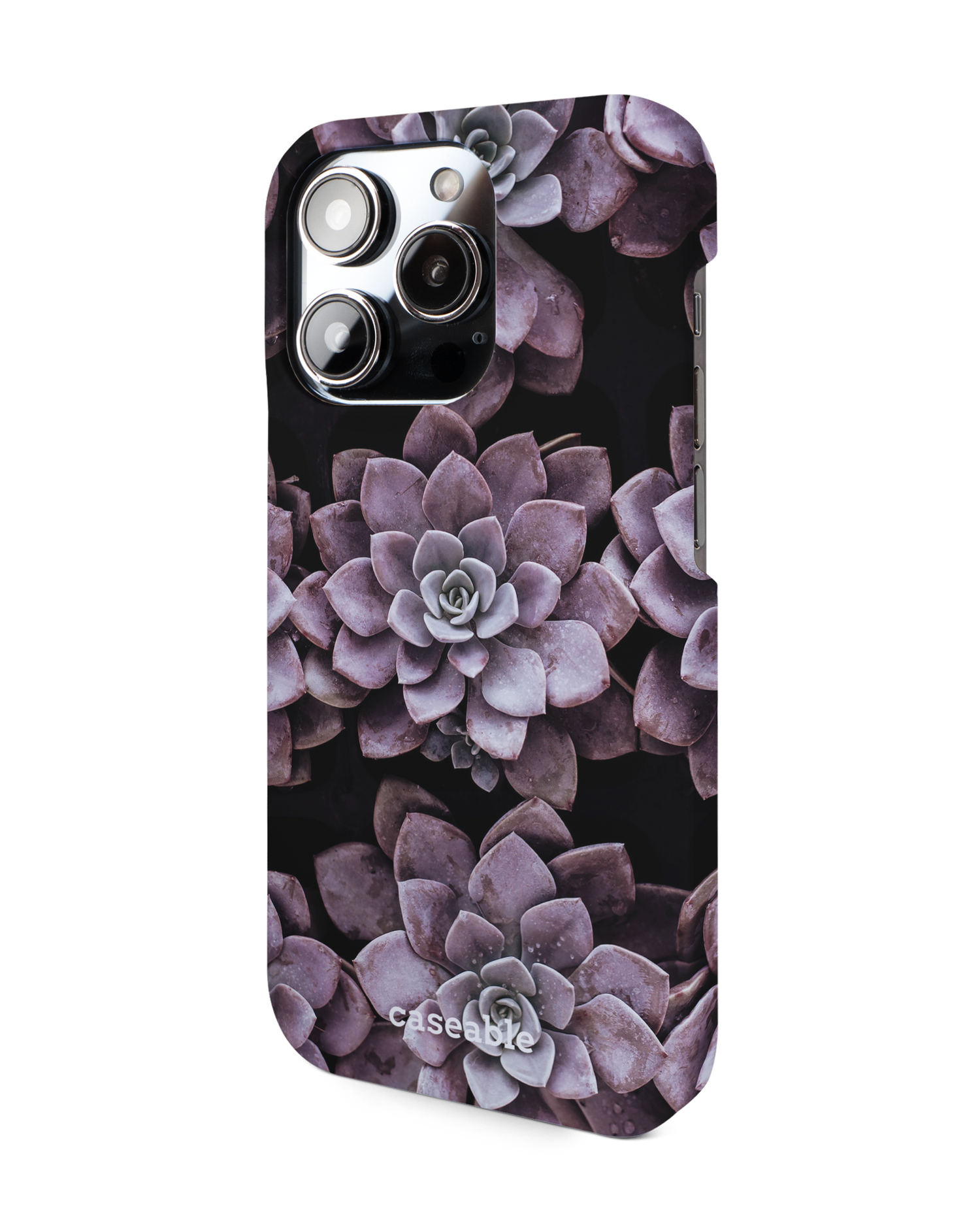 Purple Succulents Hard Shell Phone Case for Apple iPhone 14 Pro: View from the right side