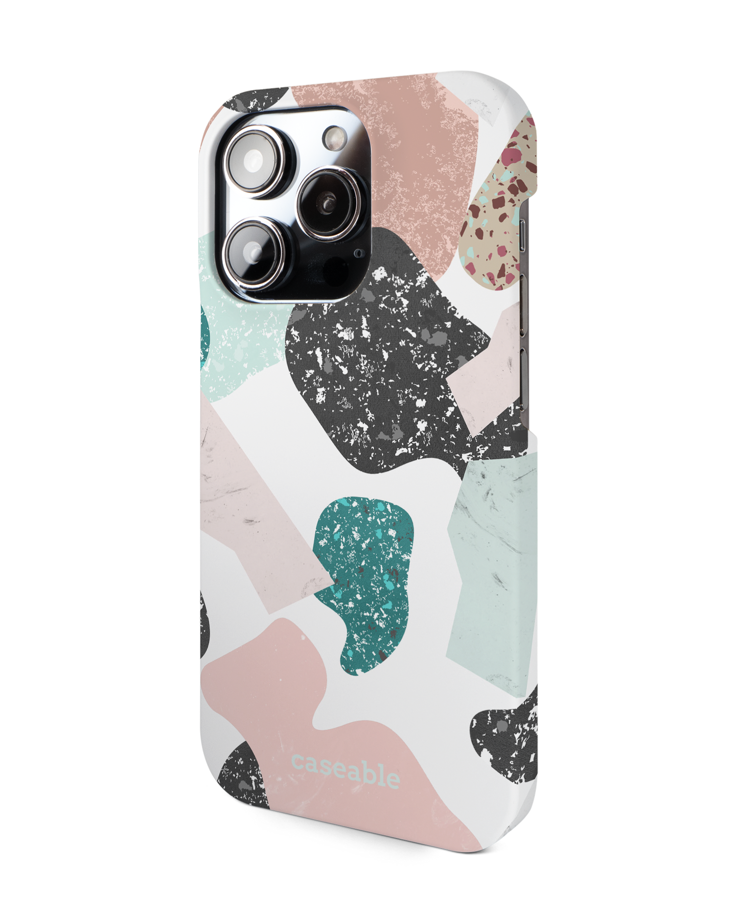 Scattered Shapes Hard Shell Phone Case for Apple iPhone 14 Pro: View from the right side