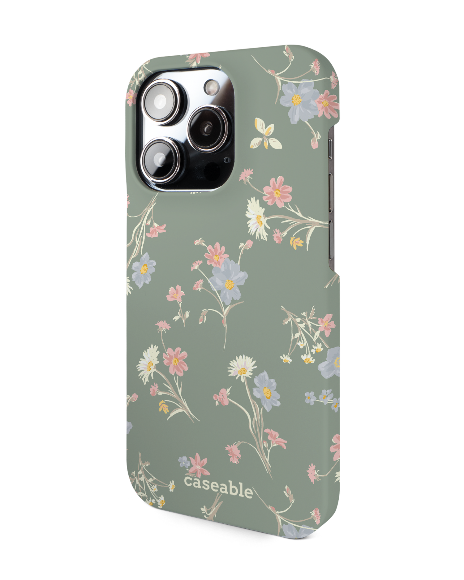 Wild Flower Sprigs Hard Shell Phone Case for Apple iPhone 14 Pro: View from the right side