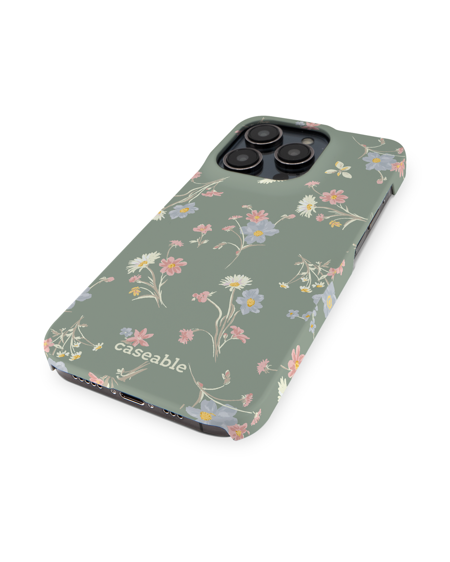 Wild Flower Sprigs Hard Shell Phone Case for Apple iPhone 14 Pro: Perspective view