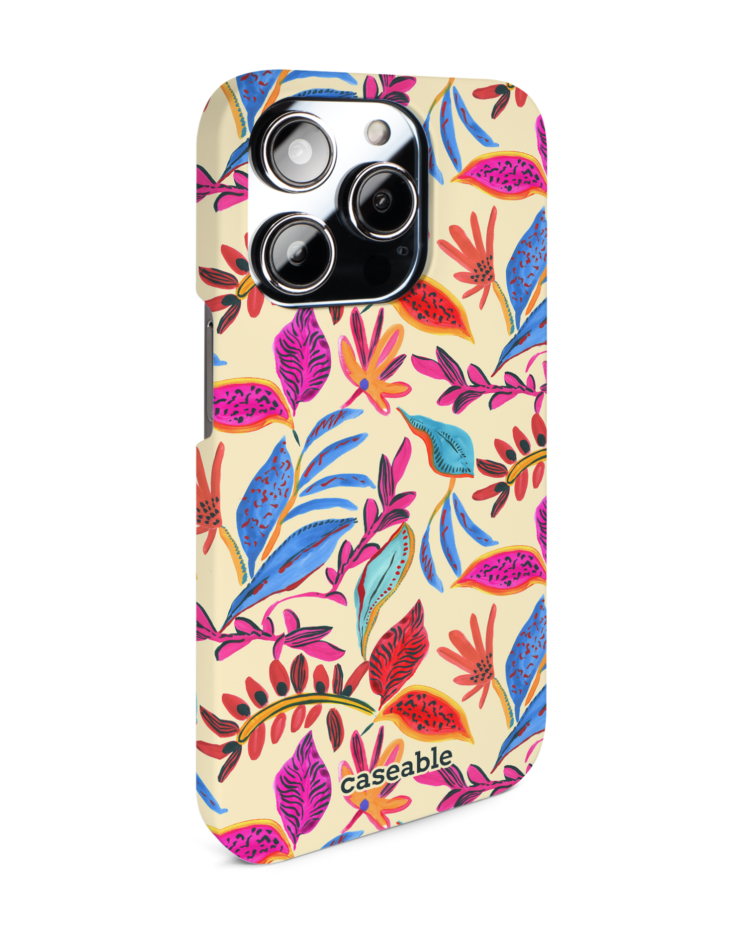 Painterly Spring Leaves Hard Shell Phone Case for Apple iPhone 14 Pro: View from the left side