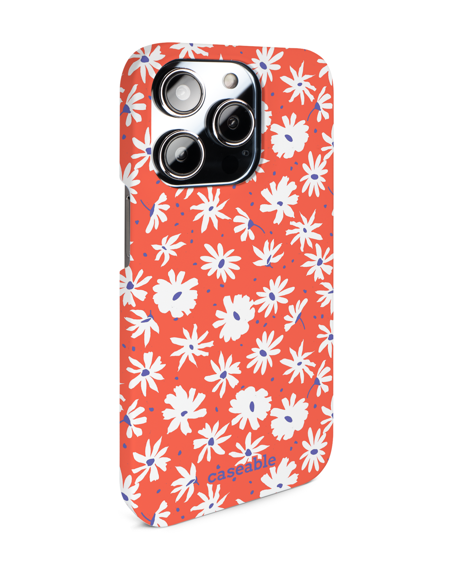 Retro Daisy Hard Shell Phone Case for Apple iPhone 14 Pro: View from the left side