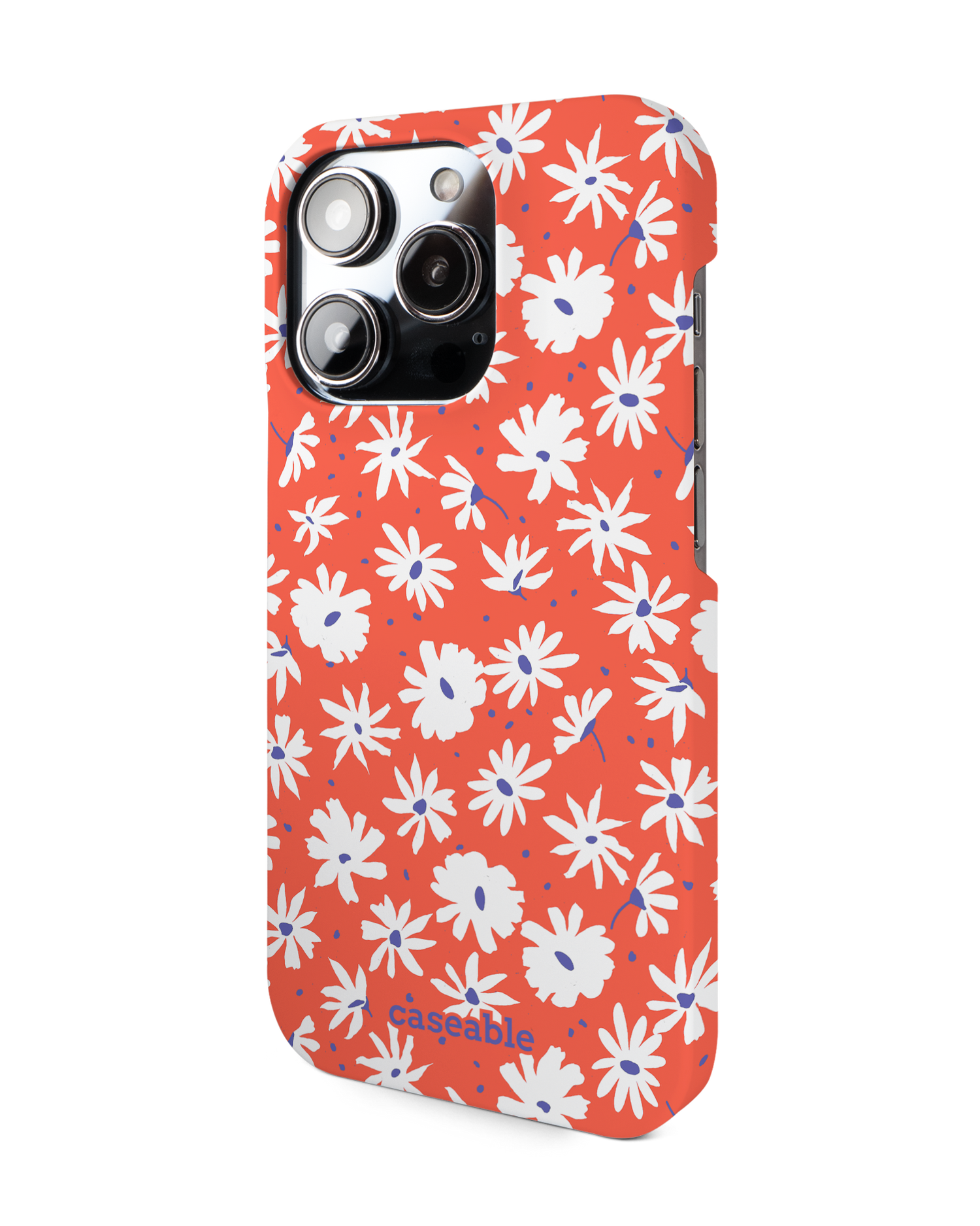 Retro Daisy Hard Shell Phone Case for Apple iPhone 14 Pro: View from the right side