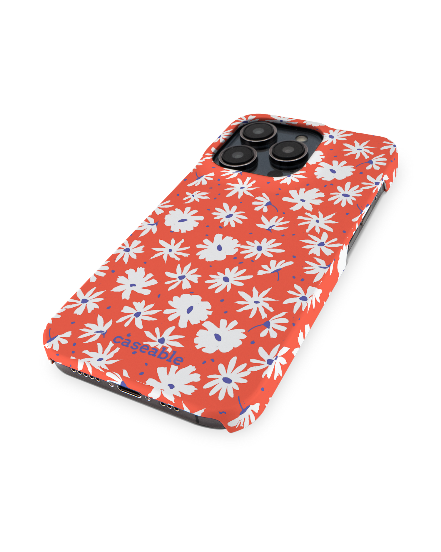 Retro Daisy Hard Shell Phone Case for Apple iPhone 14 Pro: Perspective view