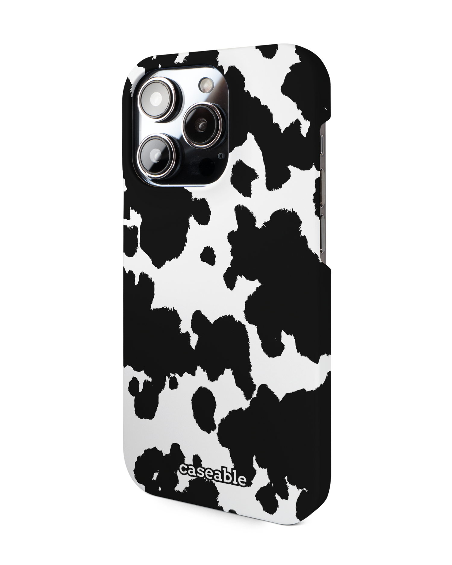 Cow Print Hard Shell Phone Case for Apple iPhone 14 Pro: View from the right side