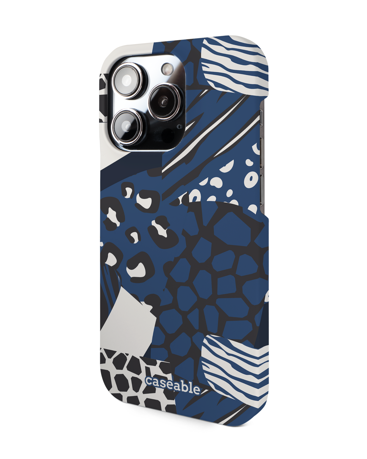 Animal Print Patchwork Hard Shell Phone Case for Apple iPhone 14 Pro: View from the right side