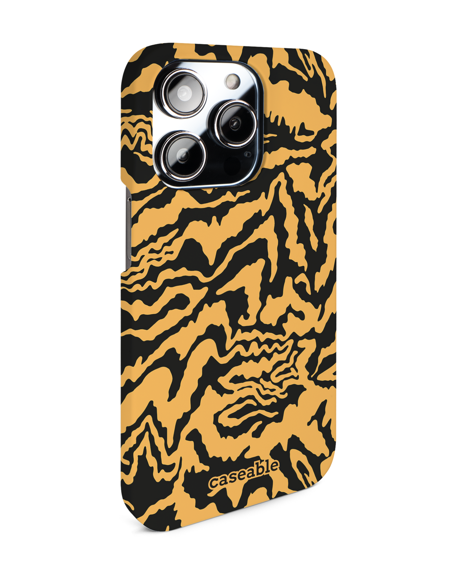 Warped Tiger Stripes Hard Shell Phone Case for Apple iPhone 14 Pro: View from the left side