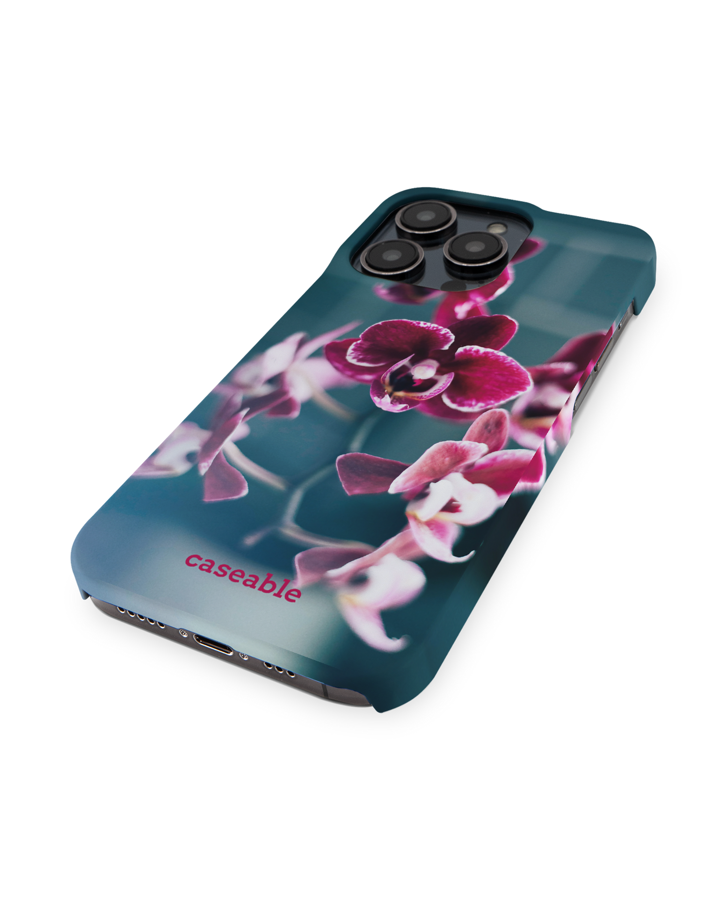 Orchid Hard Shell Phone Case for Apple iPhone 14 Pro: Perspective view
