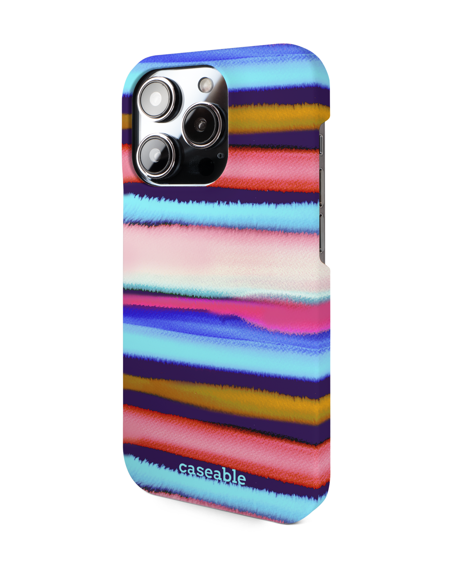 Watercolor Stripes Hard Shell Phone Case for Apple iPhone 14 Pro: View from the right side