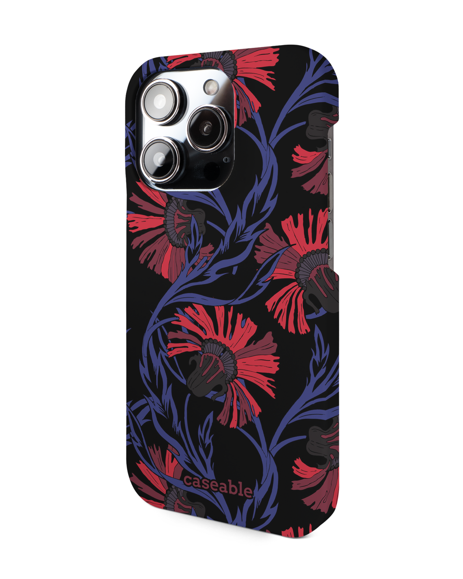 Midnight Floral Hard Shell Phone Case for Apple iPhone 14 Pro: View from the right side
