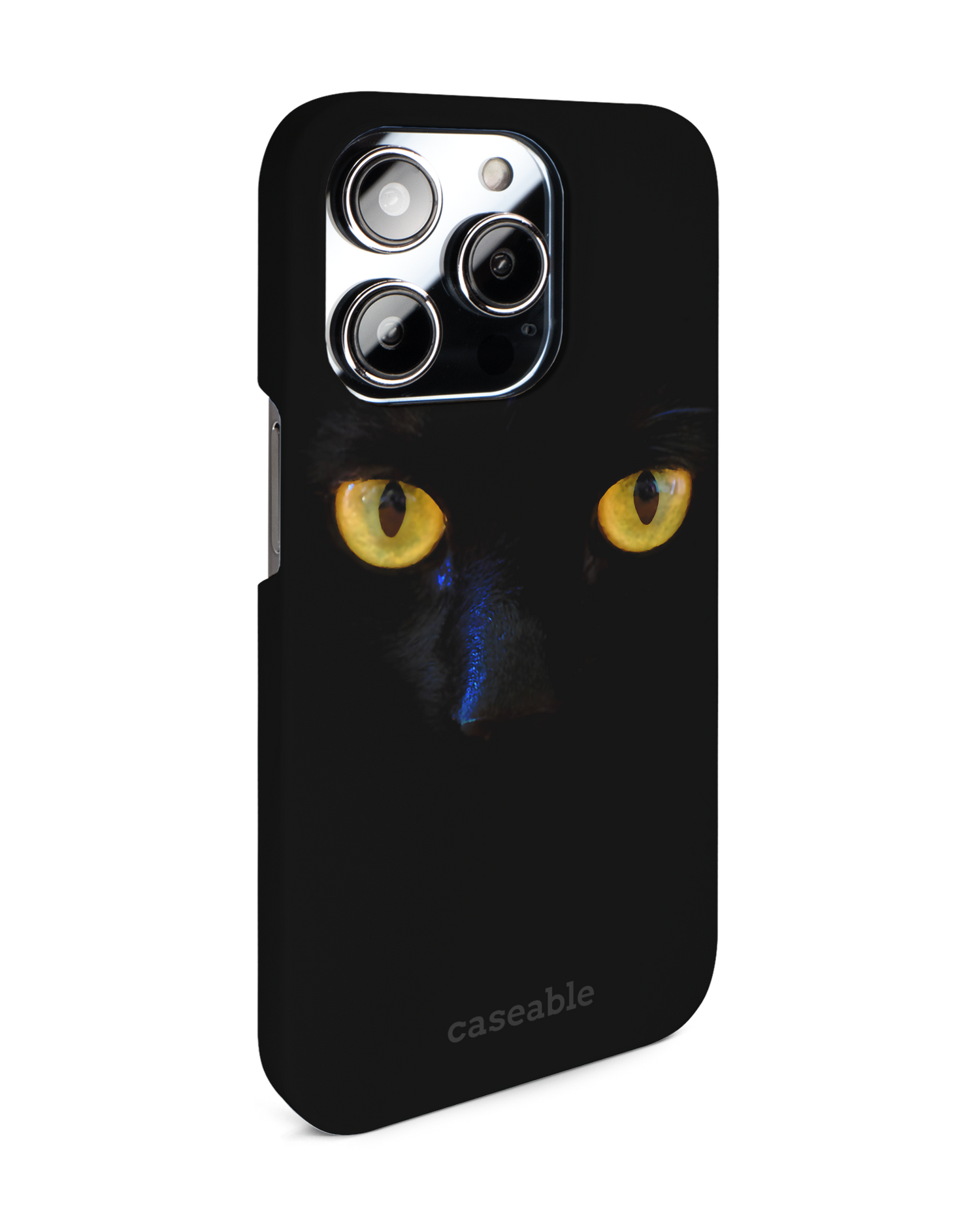 Black Cat Hard Shell Phone Case for Apple iPhone 14 Pro: View from the left side
