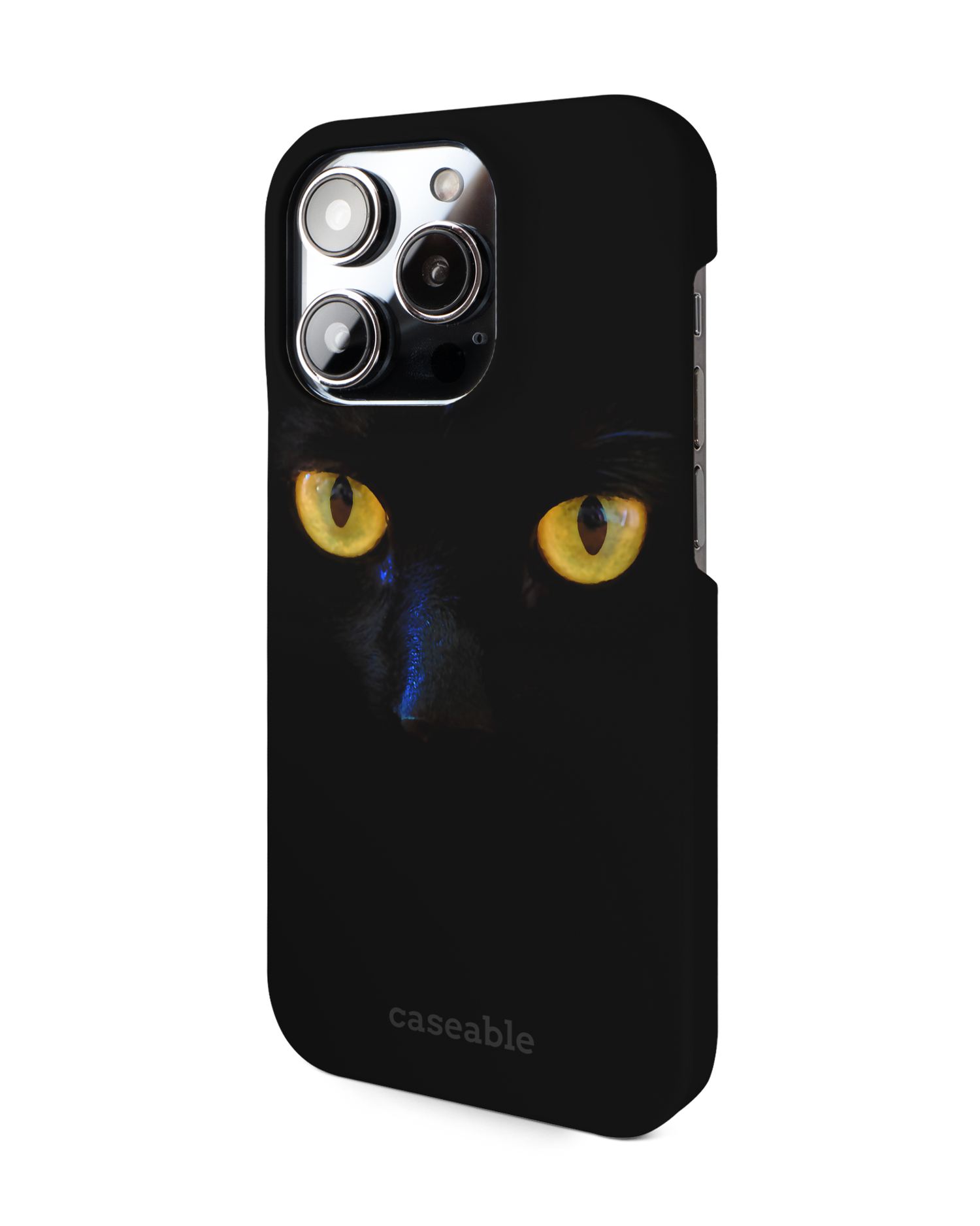 Black Cat Hard Shell Phone Case for Apple iPhone 14 Pro: View from the right side