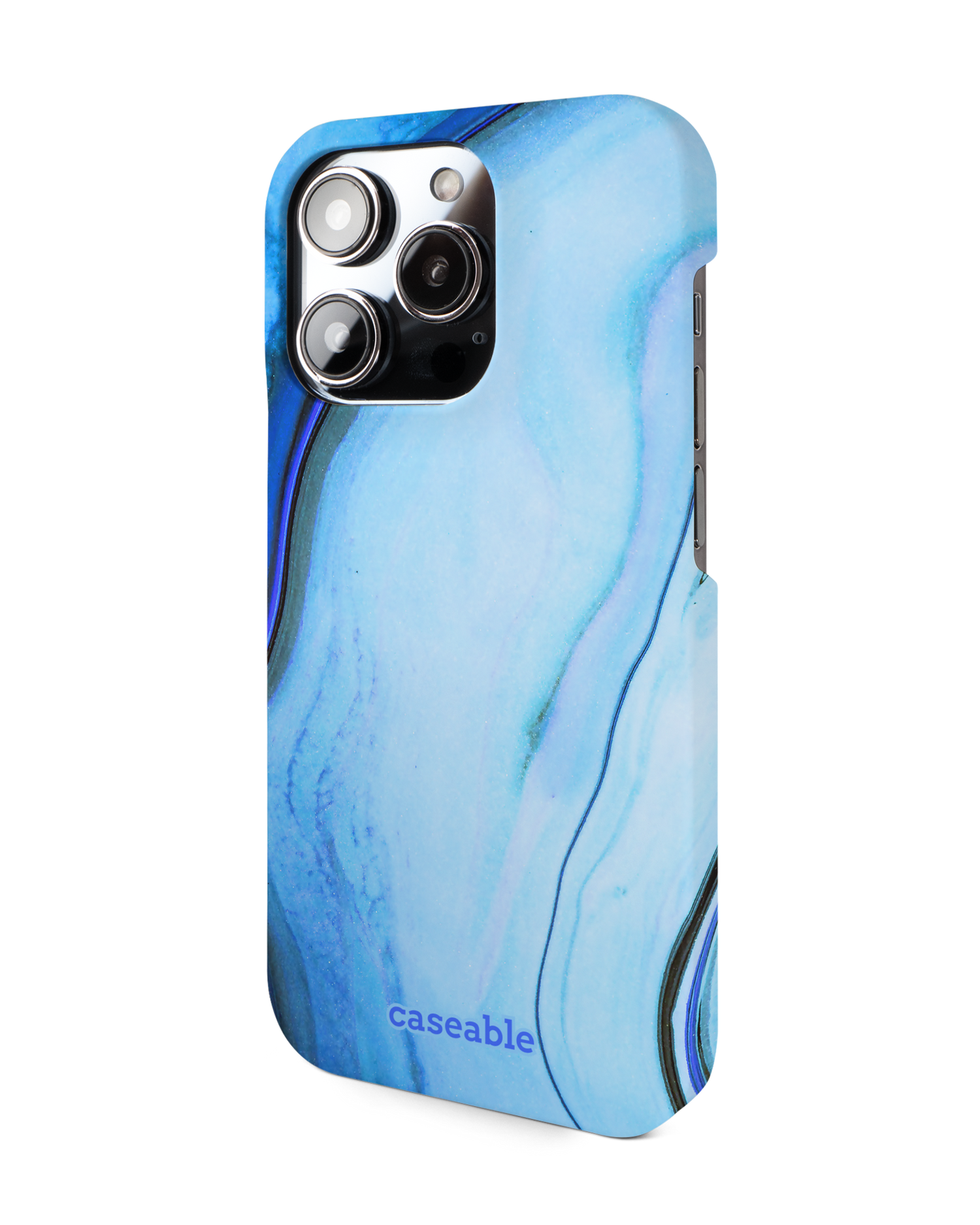 Cool Blues Hard Shell Phone Case for Apple iPhone 14 Pro: View from the right side