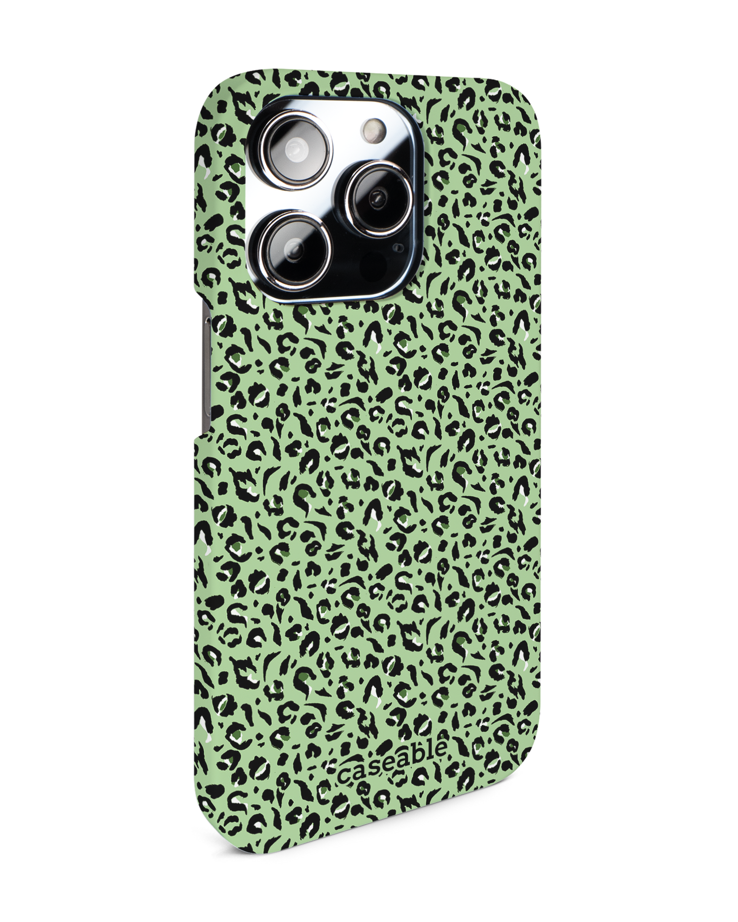 Mint Leopard Hard Shell Phone Case for Apple iPhone 14 Pro: View from the left side