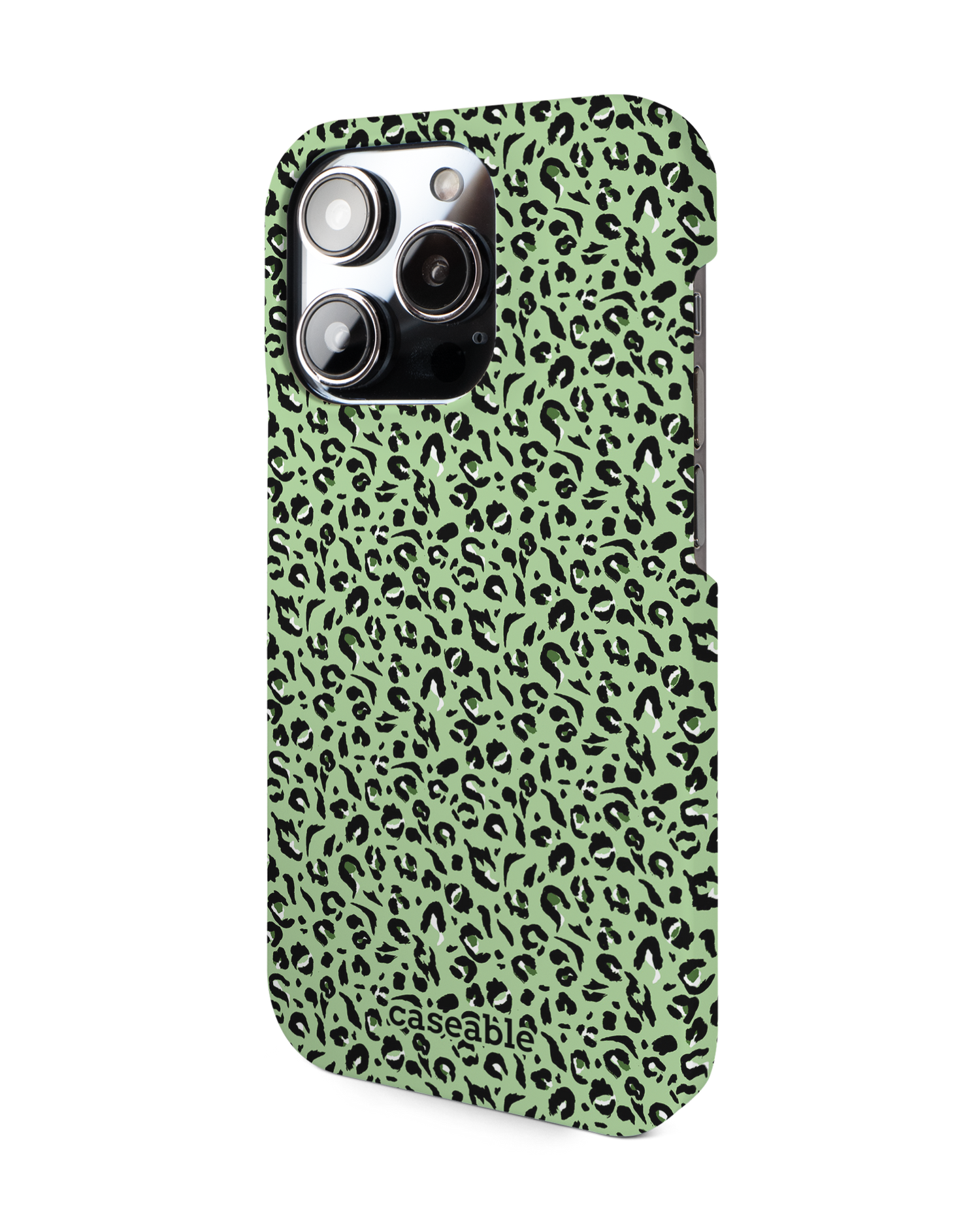 Mint Leopard Hard Shell Phone Case for Apple iPhone 14 Pro: View from the right side
