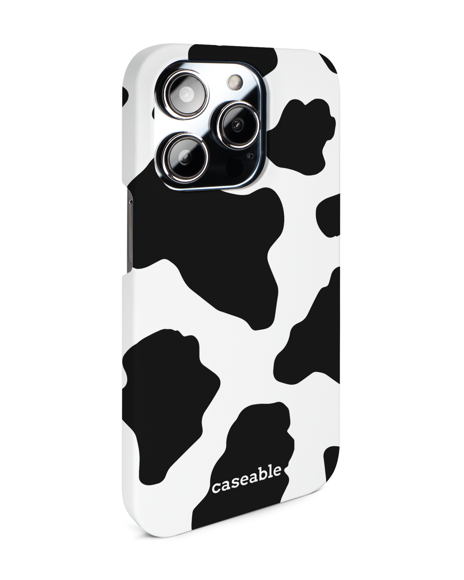 Cow Print 2 Hard Shell Phone Case for Apple iPhone 14 Pro: View from the left side