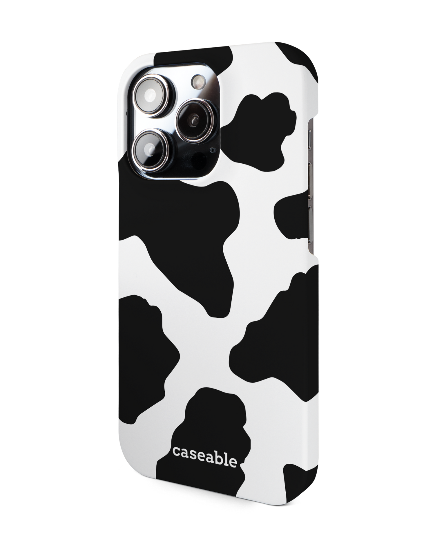 Cow Print 2 Hard Shell Phone Case for Apple iPhone 14 Pro: View from the right side